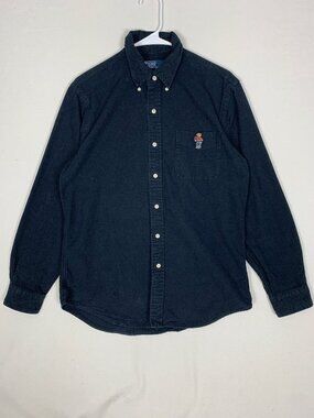 Polo Ralph Lauren Bear Black Custom Fit Button-Up Shirt